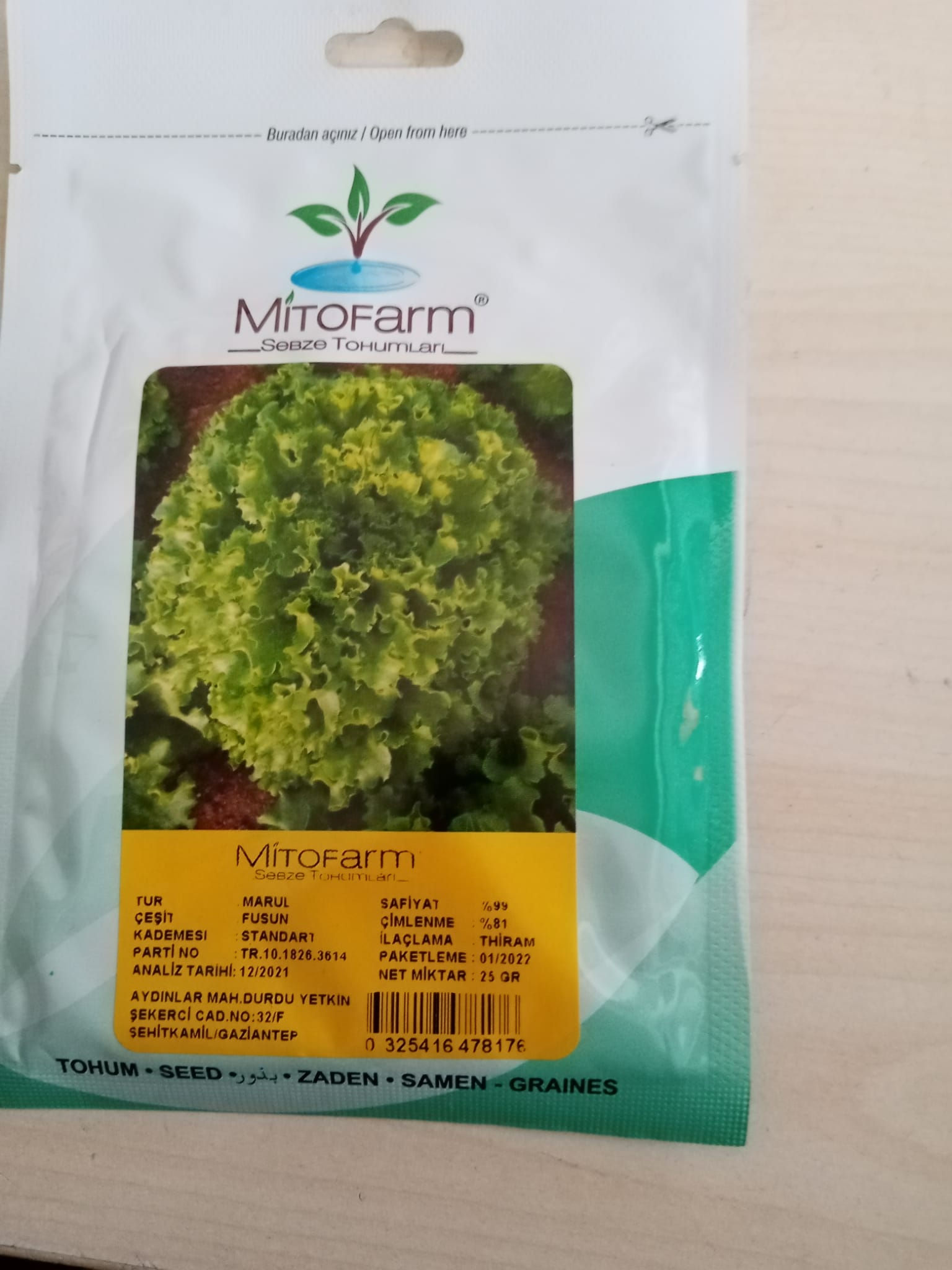 Mitofarm Kıvırcık Marul Tohumu (Fusun) - 25g