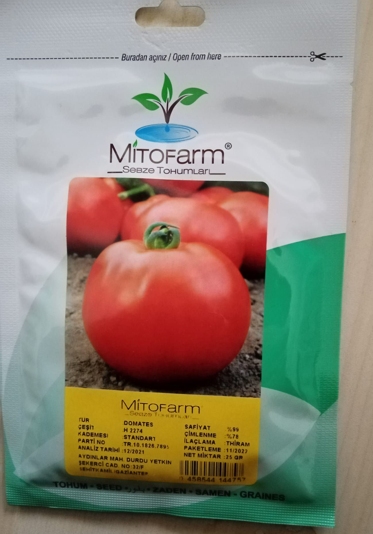 Mitofarm H 2274 Domates Tohumu 25 Gr
