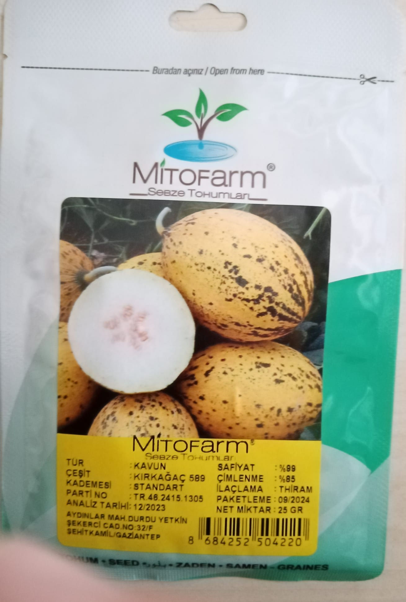 Mitofarm Kavun Kırkağaç 589 Tohumu 25 Gr