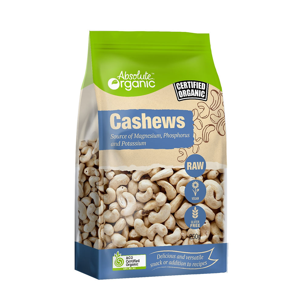 Nuts Cashews Raw 250g Absolute Organic ACO