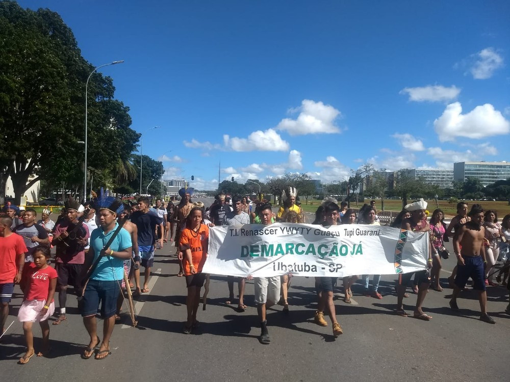 Aldeia Renascer também participou da marcha Foto: Marília Marques/G1DF