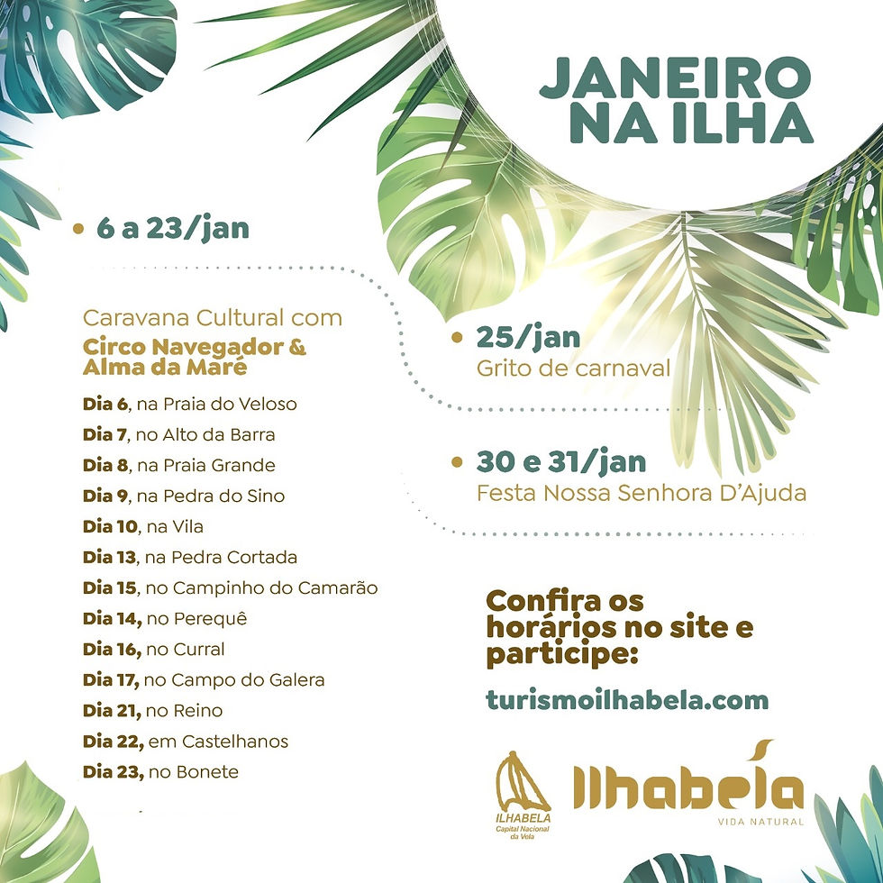 Prefeitura de Ilhabela divulga programação Cultural do mês de janeiro - Foto: Divulgação/PMI