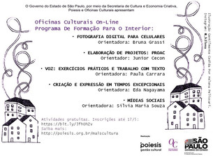 Parceria com Governo do Estado promove oficinas culturais online durante a quarentena em Ilhabela