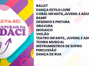 Fundaci abrirá inscrições para oficinas culturais nas áreas de arte, música e dança