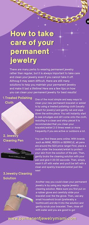 Infographic on how to clean permanent jewelry
