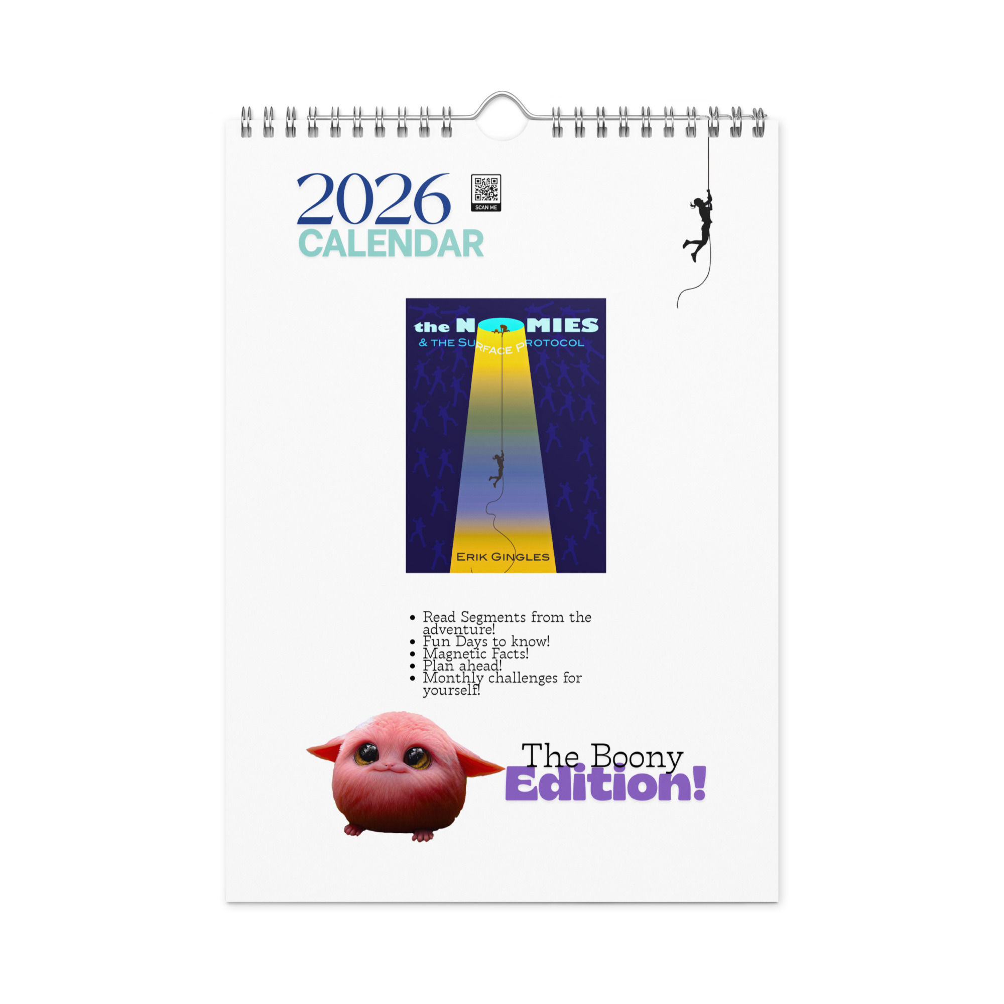 Premium 2026 Wall Calendar for youth - the Boony Edition!