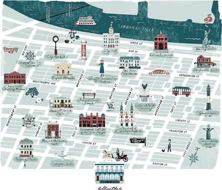 Handmade Map of Savannah