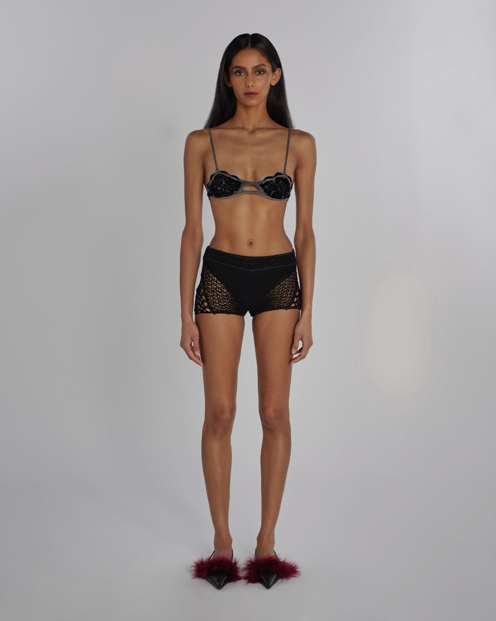 KNIT MINI SHORTS - BLACK