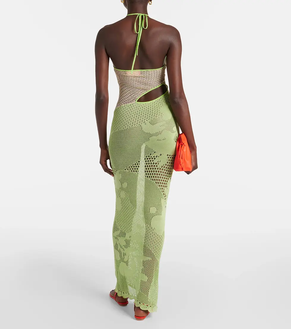 Thumbnail: NATALIE MAXI DRESS- GREEN LINED