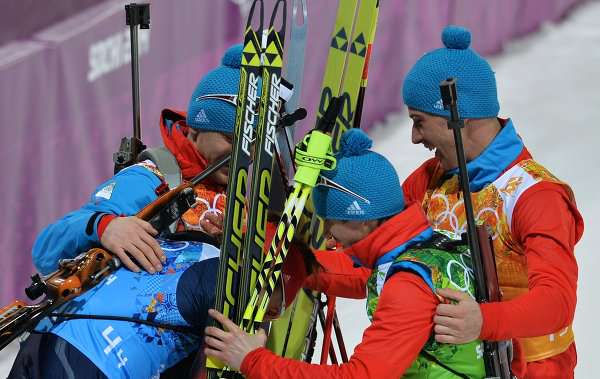 Биатлон, мужская эстафета.