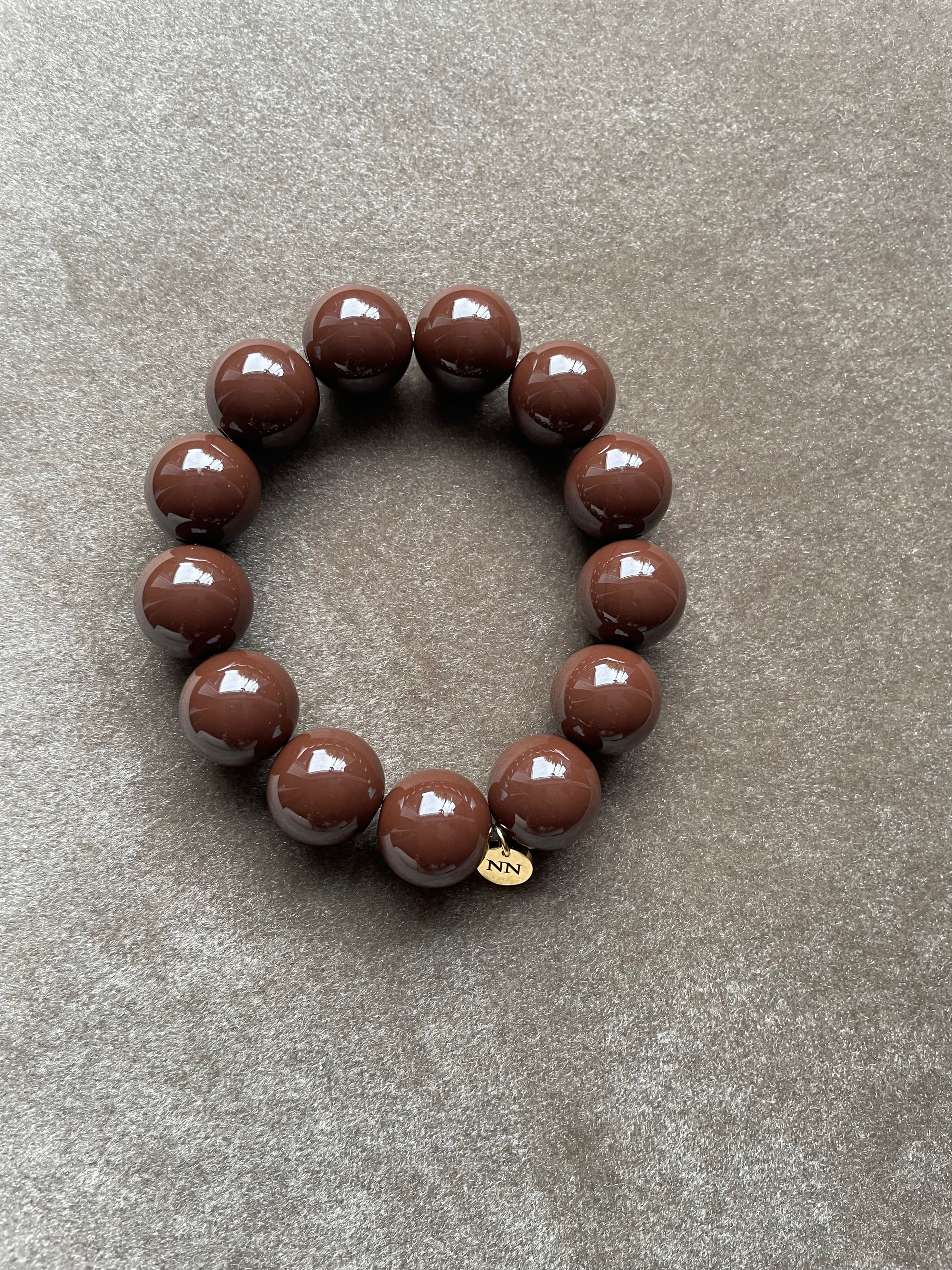 Kralen armband bruin effen kraal 