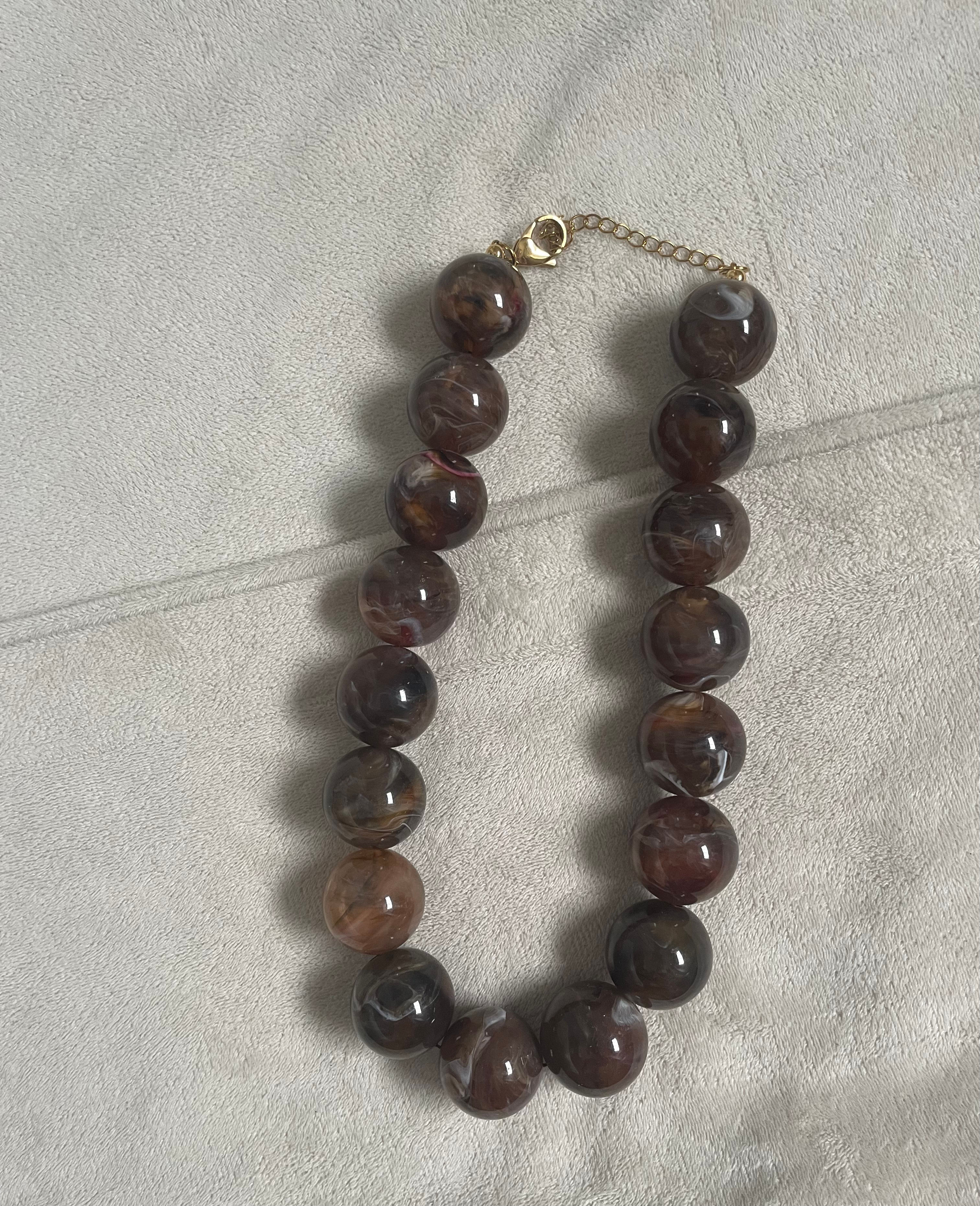 Grote bruine kralenketting - MUSTHAVE 🤎