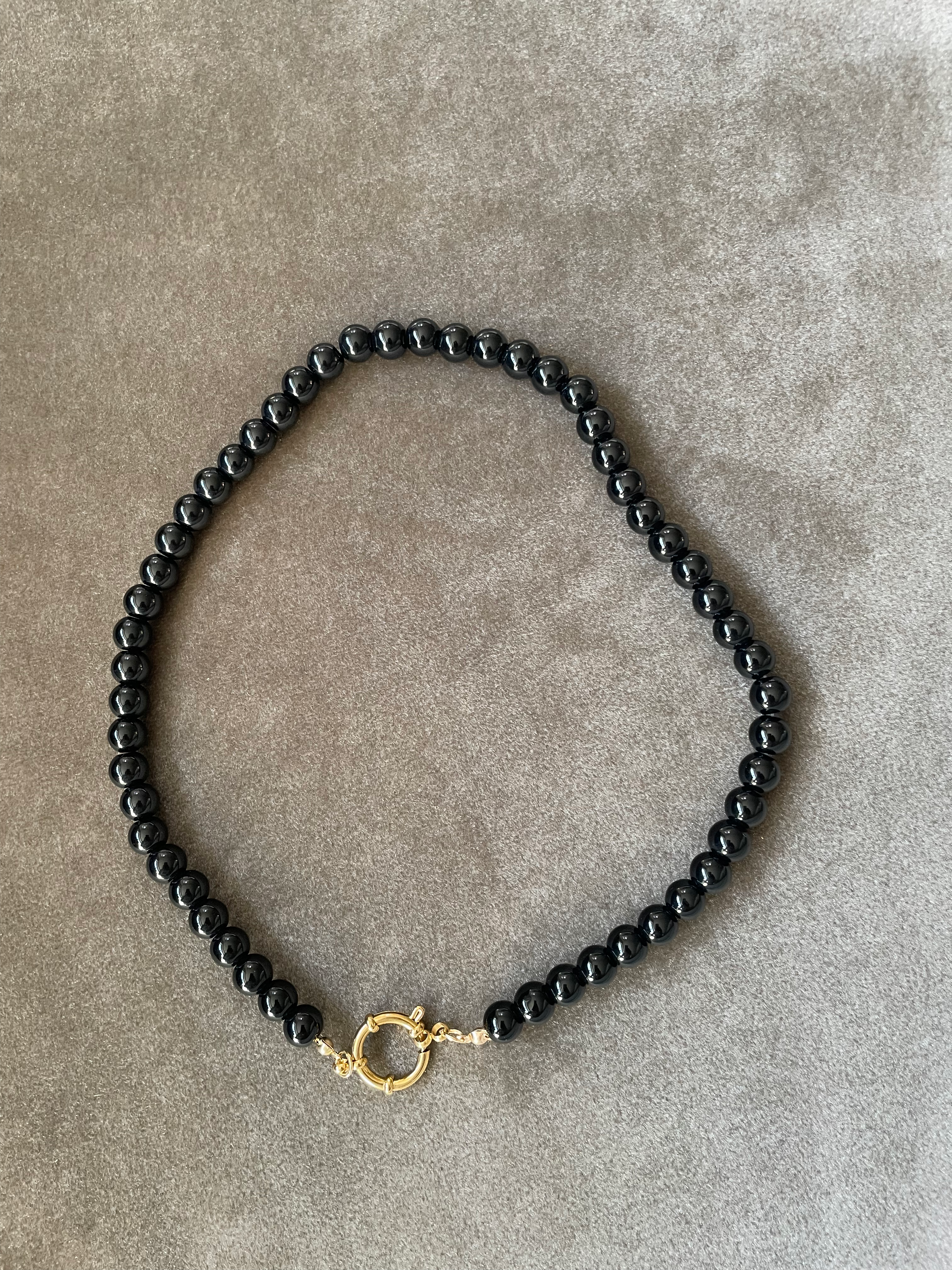 Kralen ketting zwart | kleine kraal met ronde sluiting 