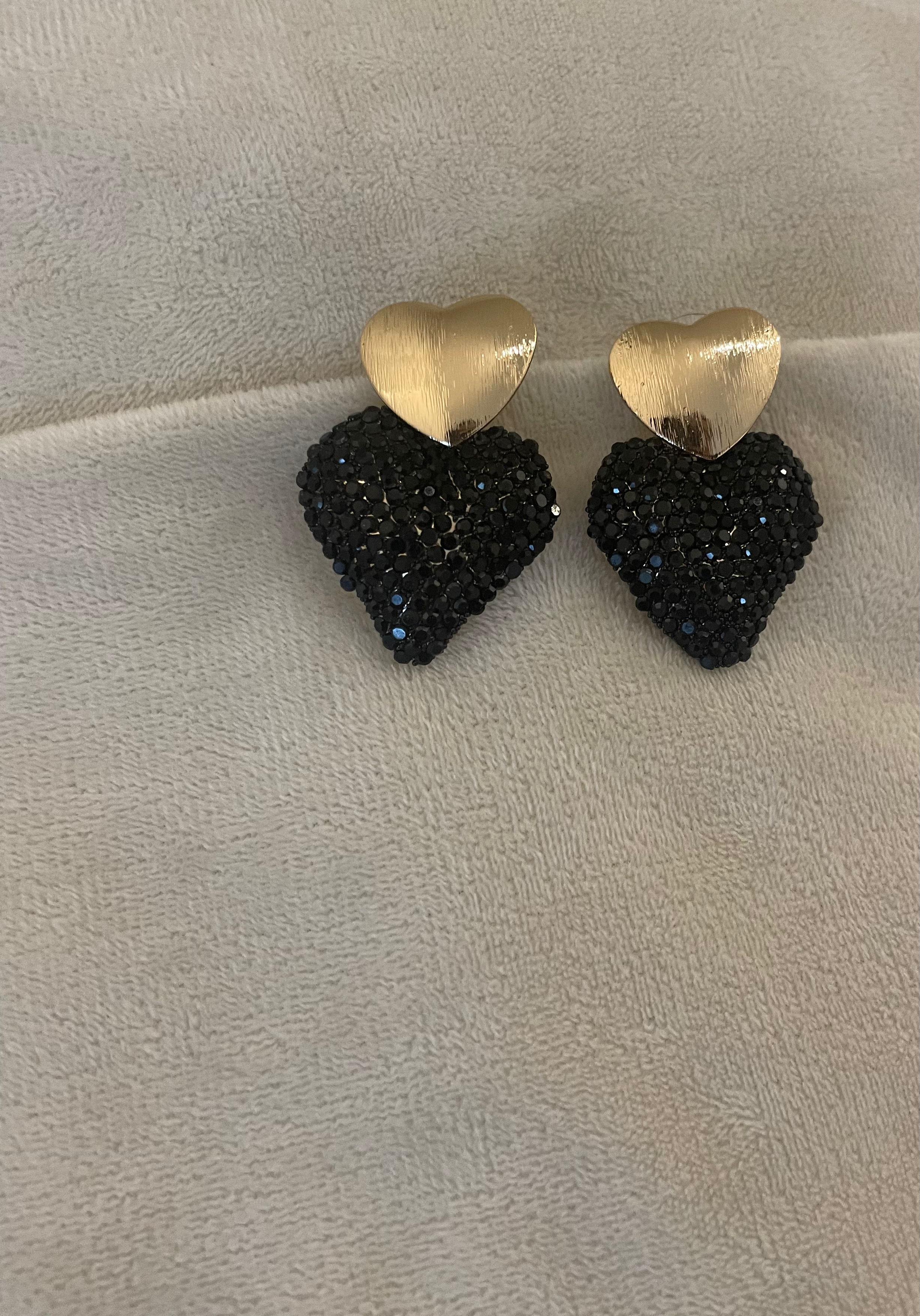 Oorbellen hart glitter zwart