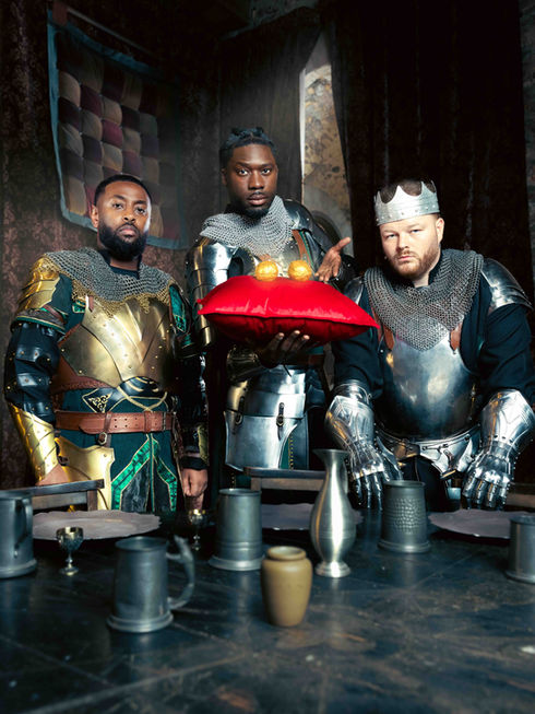 Linda Blacker Photography shoots a campaign for Movember for Testicular Cancer Awareness Month, starring Josh Oyinsan, Charlessy & Fu Izzy. Our models are dressed as knights, as they protect the golden crown jewels, golden walnuts placed upon a red cushion.