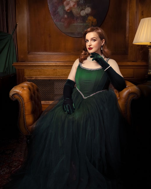 A photograph of Eleanor Neale for a Cluedo Campaign for Hasbro, styled & photographed by Linda Blacker