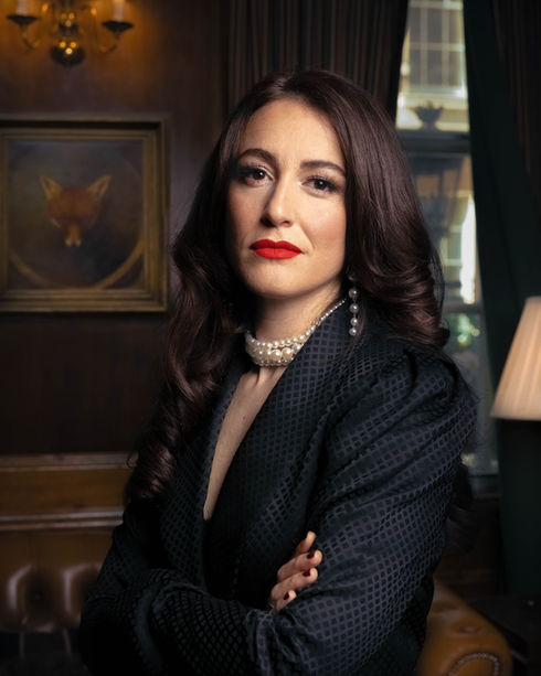 A photograph of Carla Freeman for a Cluedo Campaign for Hasbro, styled & photographed by Linda Blacker