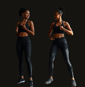 black women in a fitness. setting in black only attire. add a solid color floor.png