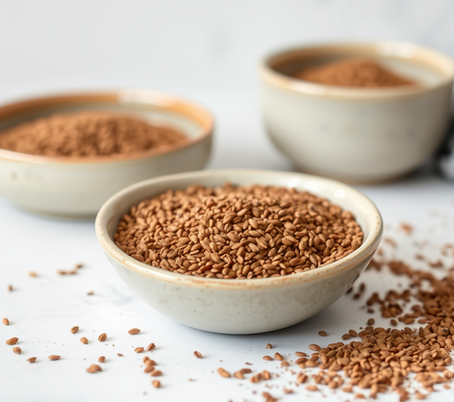 flaxseed in white bowl