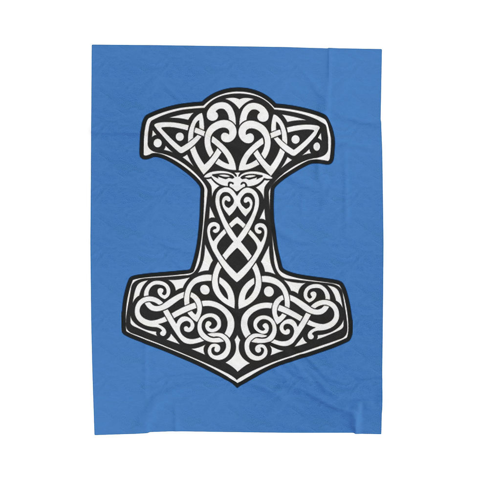 Thumbnail: Thor's Hammer Mjolnir Velveteen Plush Blanket 