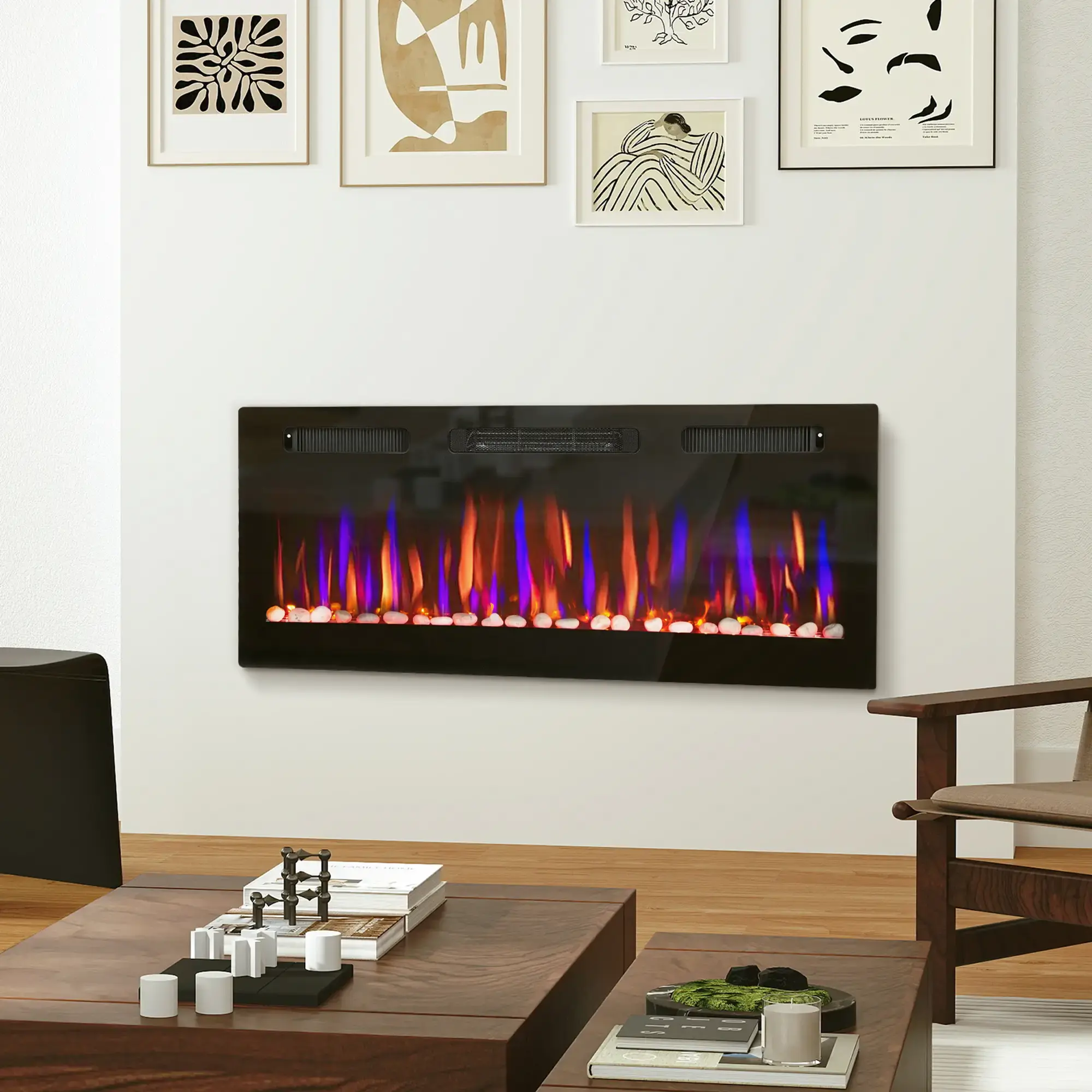CHIMENEA ELÉCTRICA ULTRAFINA FLAMEVIEW SLIM 1800W EMPOTRABLE/PARED 106,7 CM