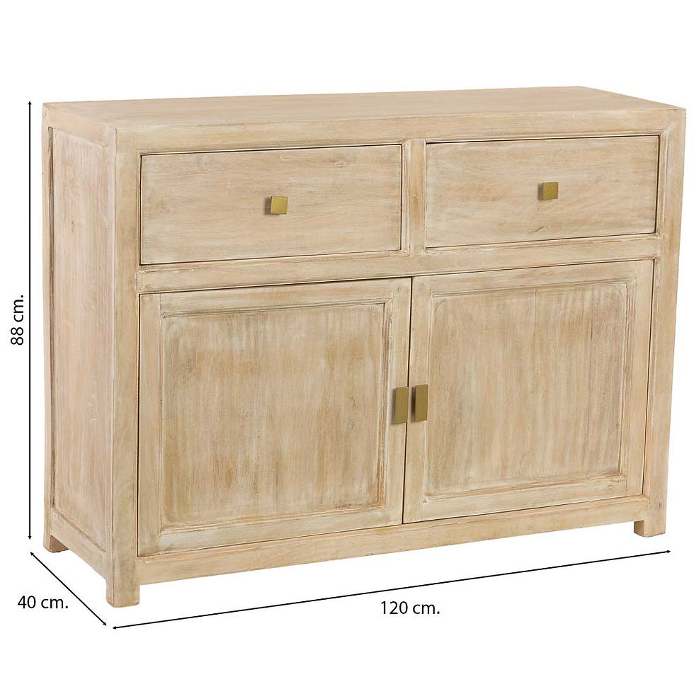 APARADOR ALMA DE MADERA BLANCA 2 CAJONES + 2 PUERTAS