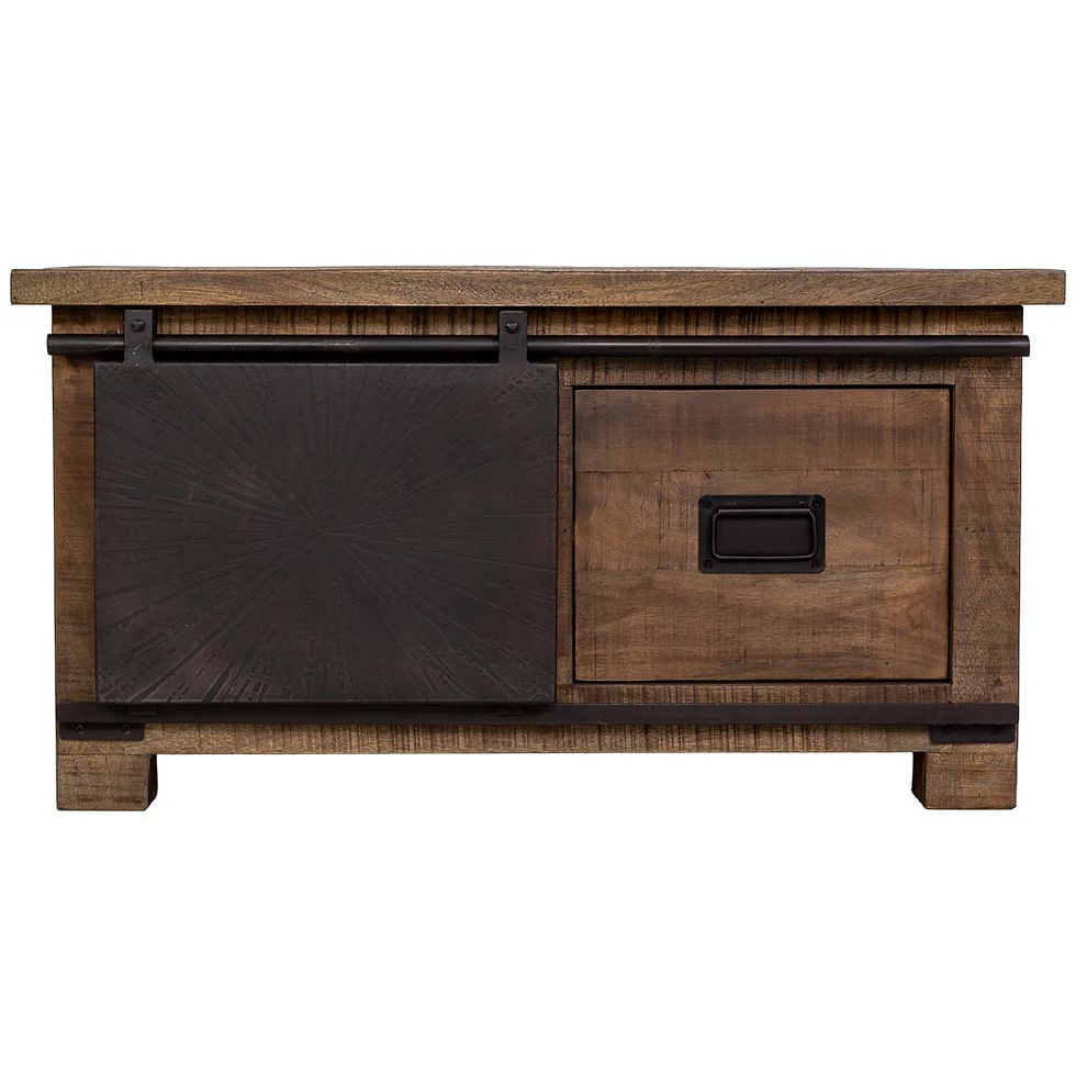 MESA DE CENTRO ÓXIDO ARTESANAL DE MADERA MACIZA