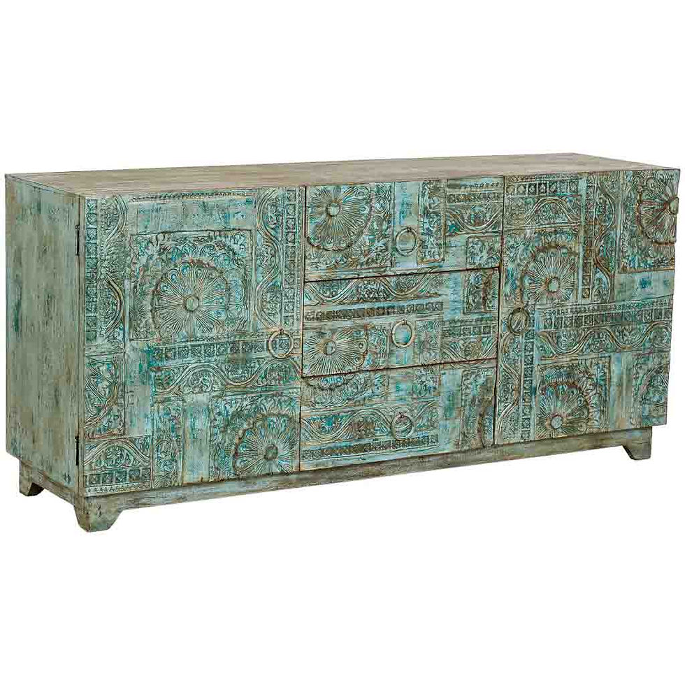 APARADOR DALIAN AQUA GREEN VINTAGE ARTESANAL
