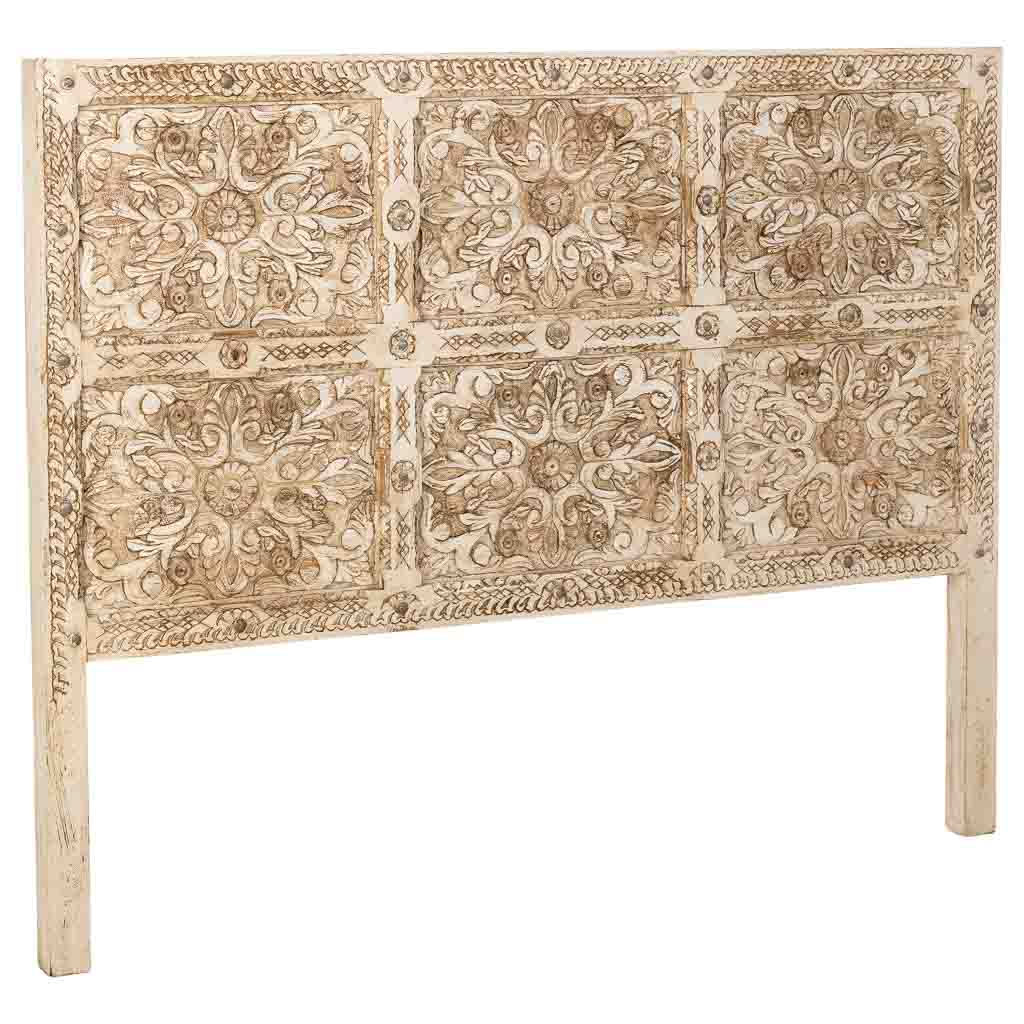 CABECERO DALIAN ARTESANAL BLANCO DE MADERA MACIZA