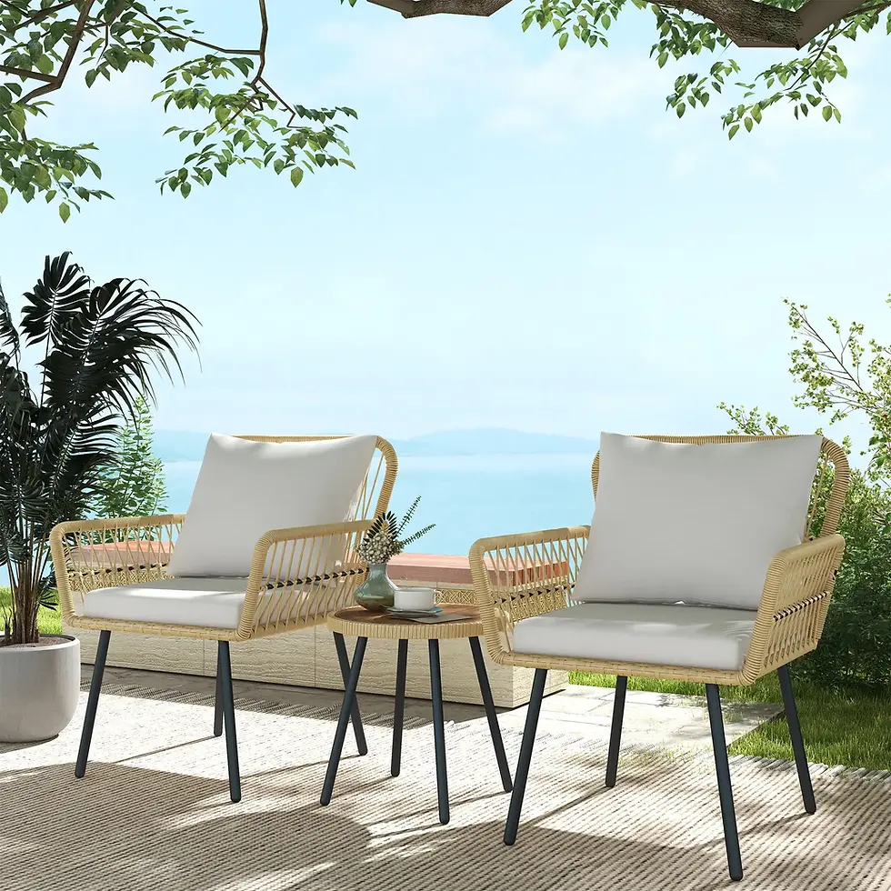 CONJUNTO DE JARDÍN RATÁN PE 2 SILLONES + MESA REDONDA – MODELO BALI