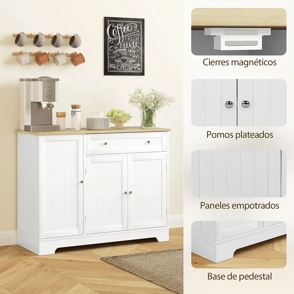 APARADOR DE COCINA BLANCO Y ROBLE 105 CM – MODELO SIERRA