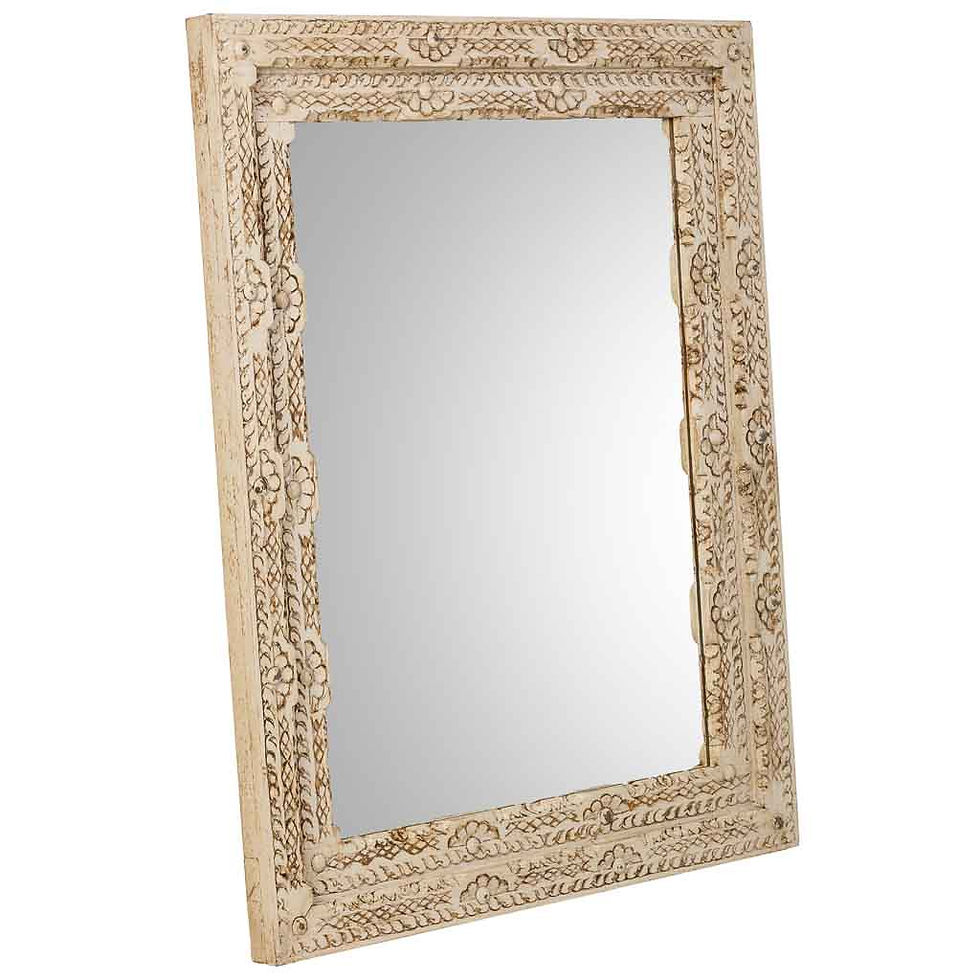 ESPEJO DALIAN ARTESANAL BLANCO DE MADERA
