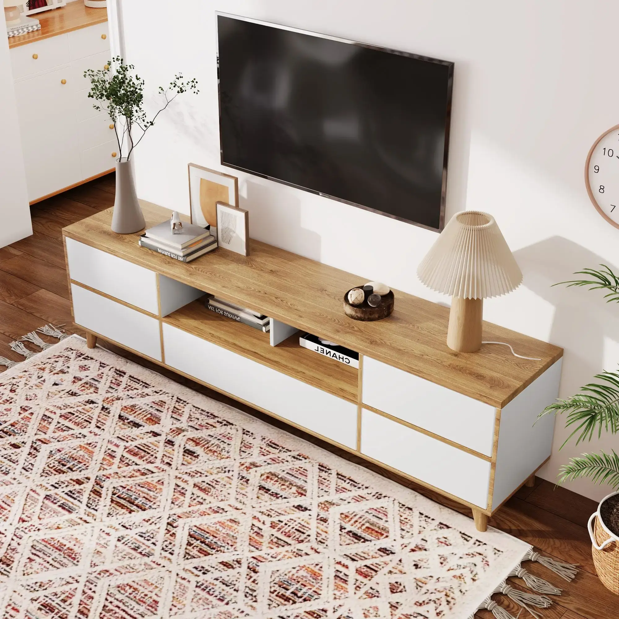 MUEBLE TV “RÚSTICO BLANCO WOOD” 175 CM