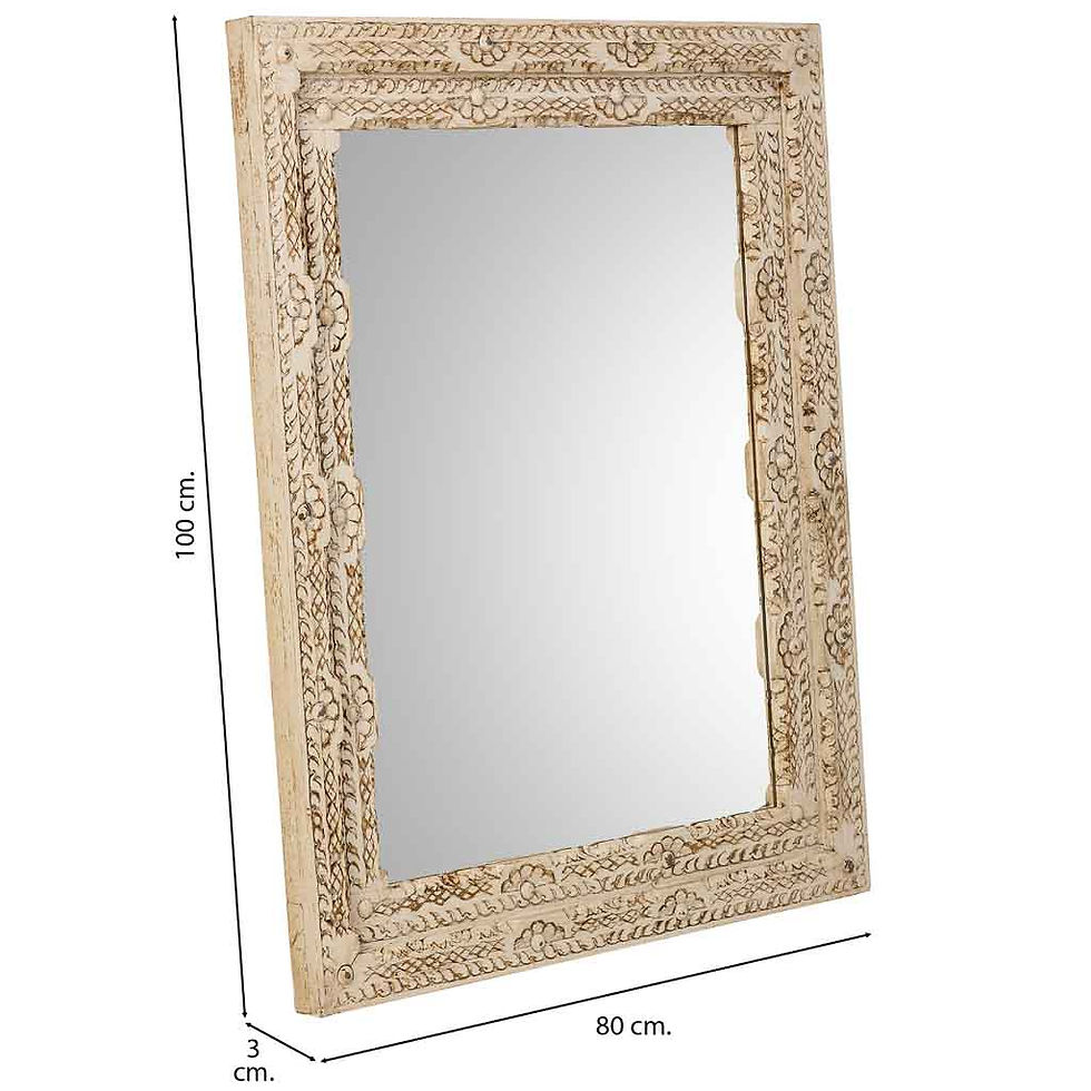 ESPEJO DALIAN ARTESANAL BLANCO DE MADERA