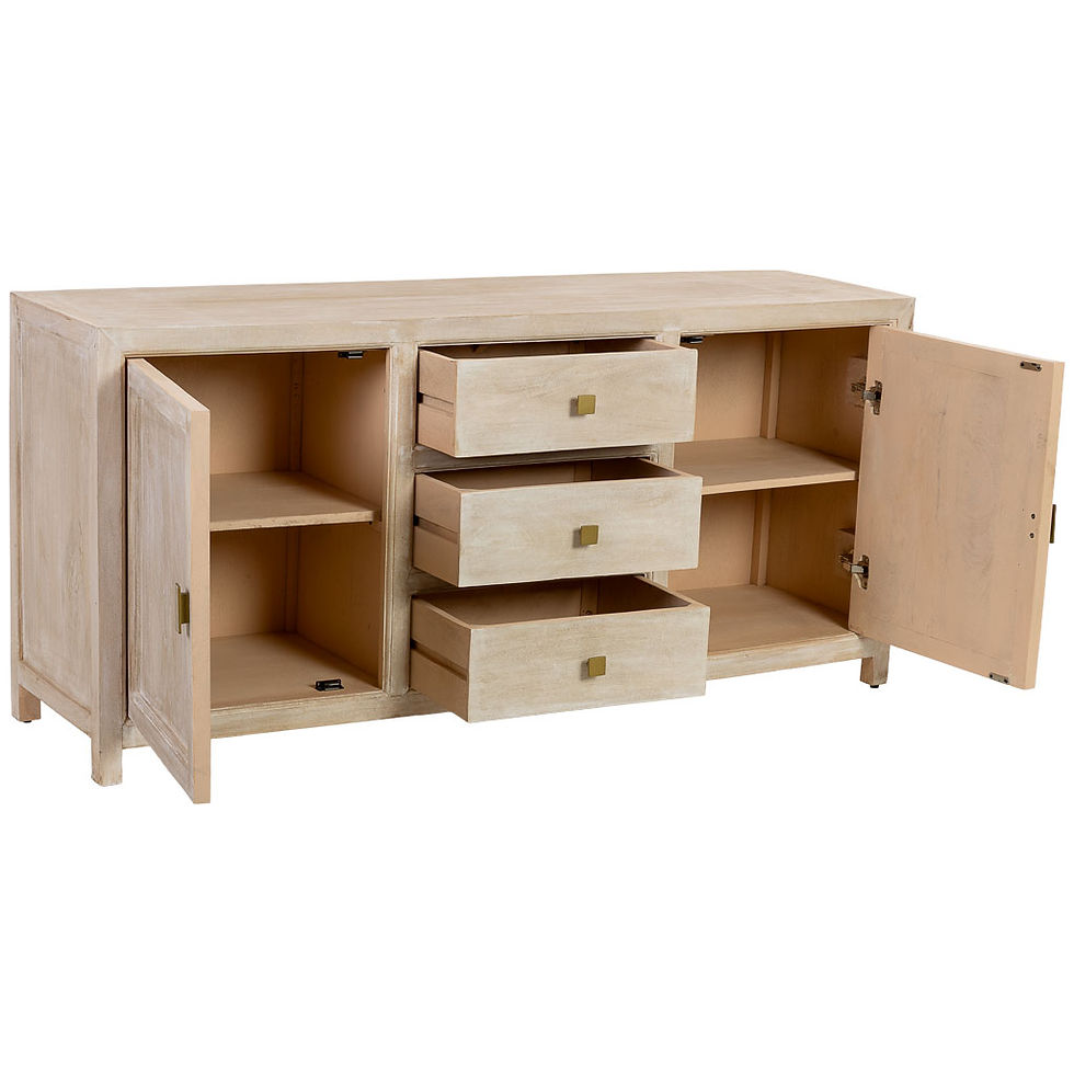 APARADOR ALMA DE MADERA BLANCA 3 CAJONES + 2 PUERTAS