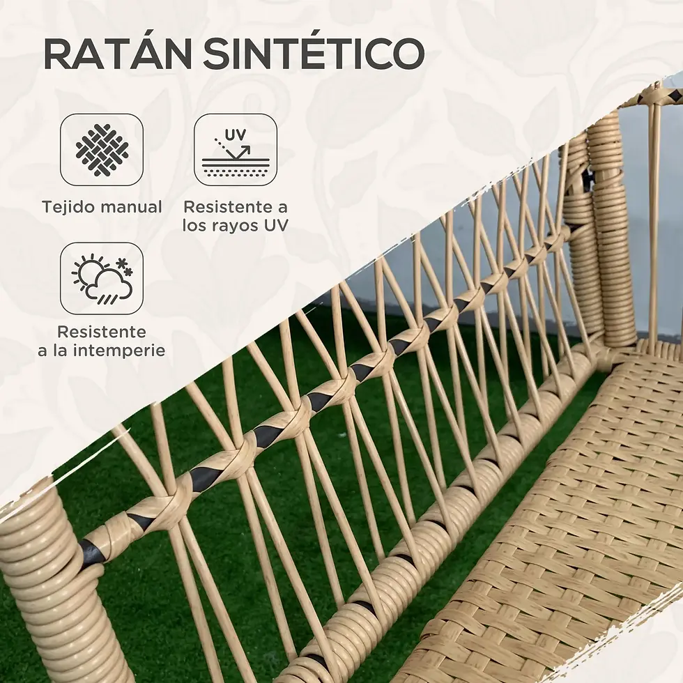 CONJUNTO DE JARDÍN RATÁN PE 2 SILLONES + MESA REDONDA – MODELO BALI