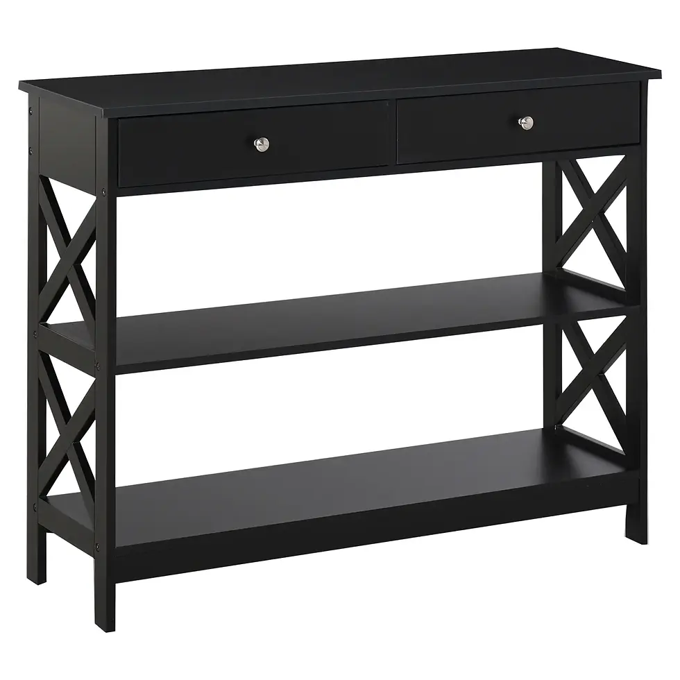 CONSOLA MODERNA NEGRA “BLACK X-LINE DOUBLE DRAWER”