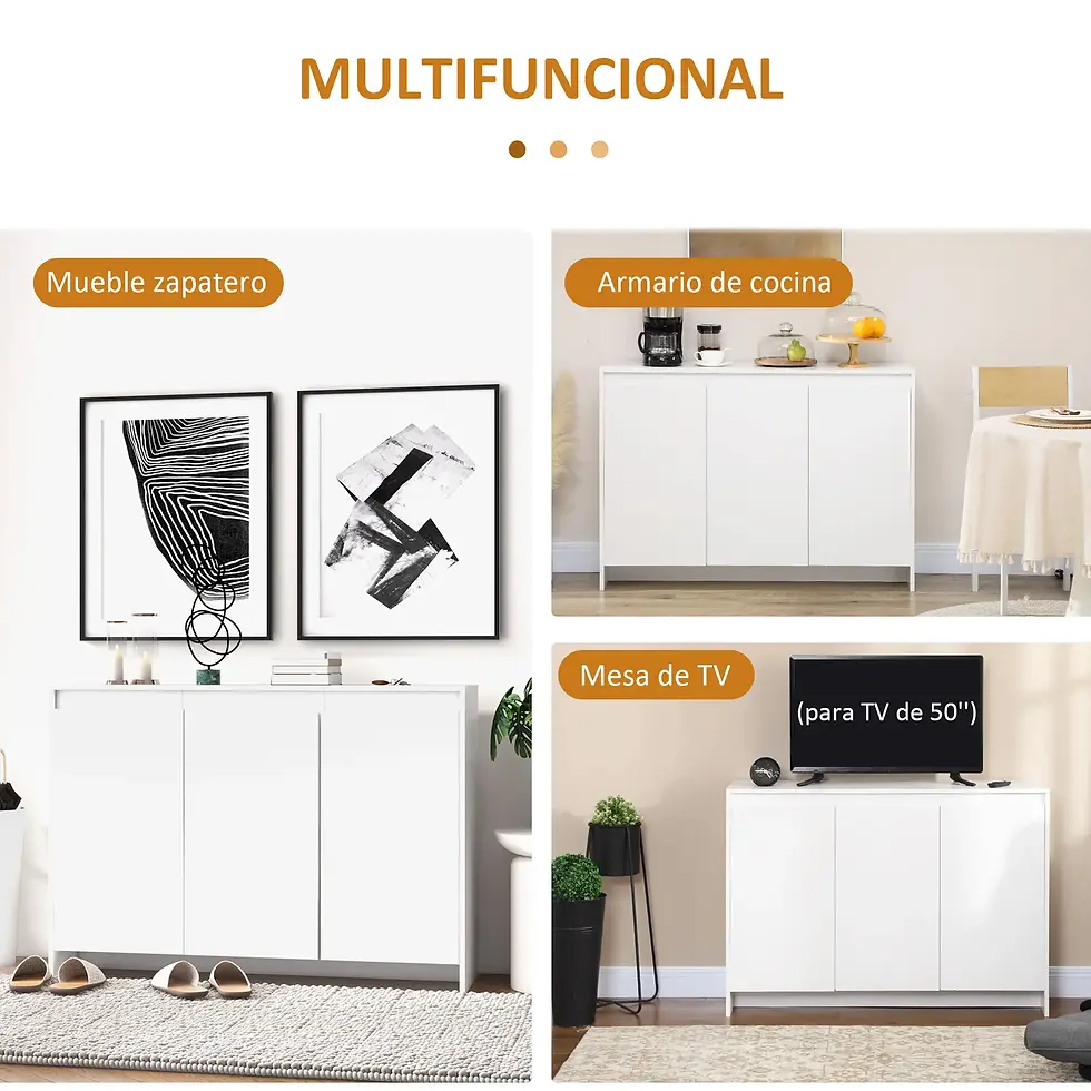 MUEBLE APARADOR BLANCO MULTIFUNCIONAL 120 CM – SOPORTE TV HASTA 50”