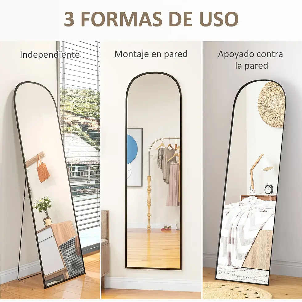 ESPEJO DE CUERPO ENTERO ARC FULL VIEW NEGRO ORO