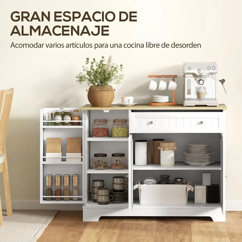 APARADOR DE COCINA BLANCO Y ROBLE 105 CM – MODELO SIERRA