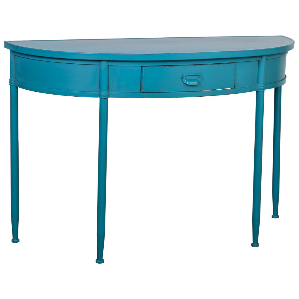 RECIBIDOR ALKA DE METAL AZUL ENVEJECIDO 1 CAJÓN