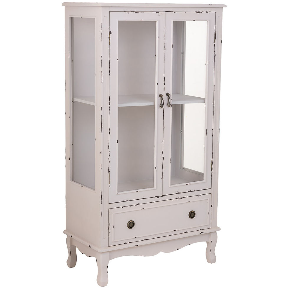 VITRINA AMANDA BLANCO ENVEJECIDO 1 CAJÓN + 2 PUERTAS