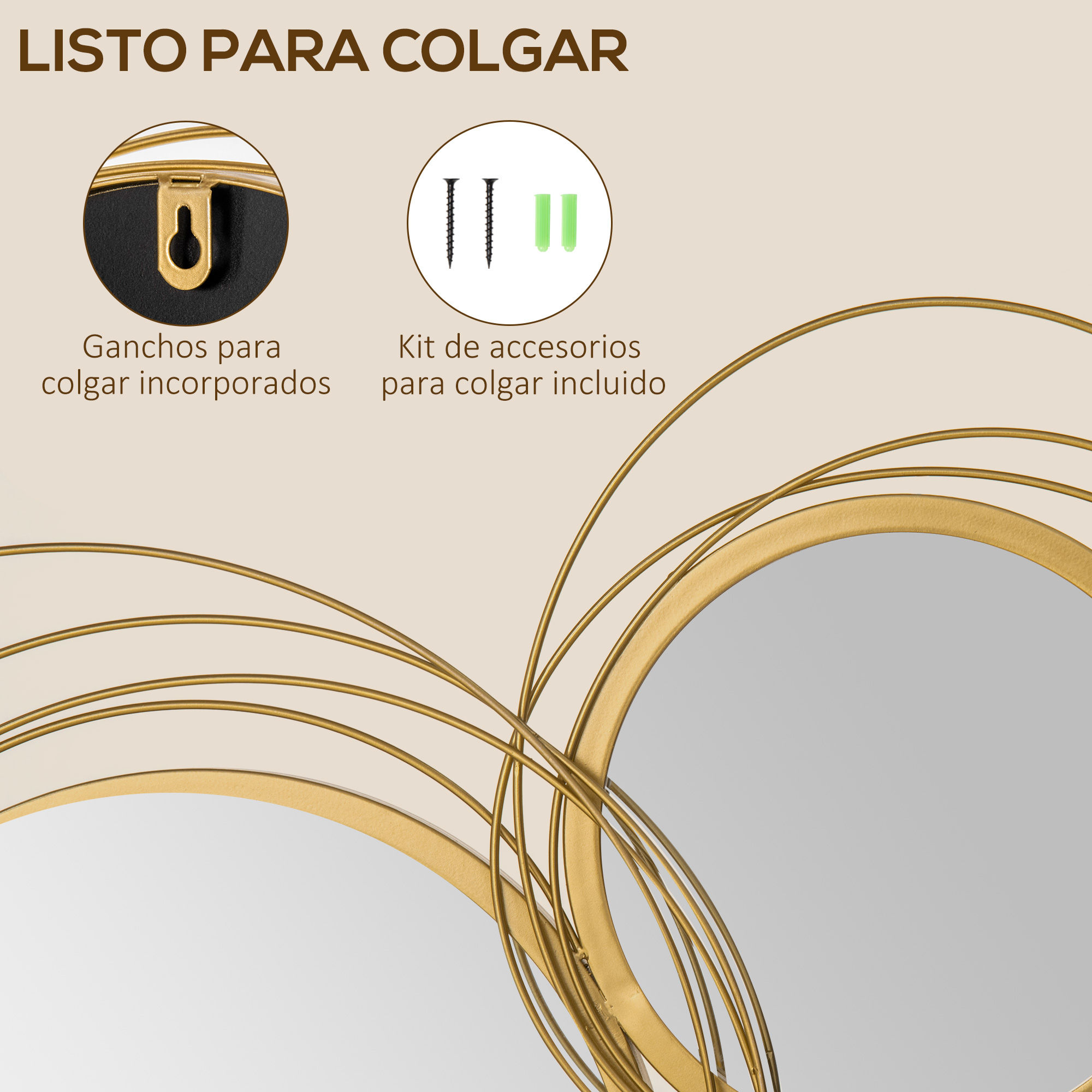 DECORACIÓN METÁLICA ESPEJOS ORBIT GOLD