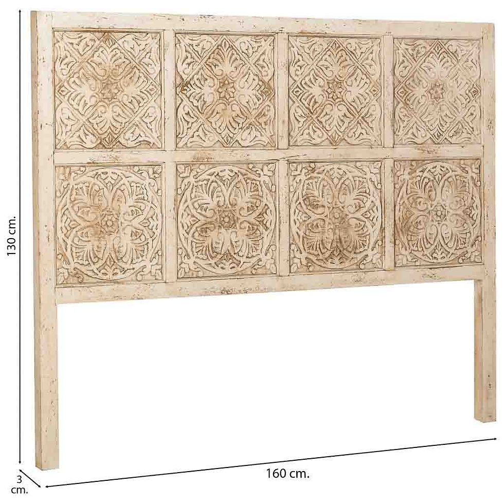 CABECERO DALIAN ARTESANAL BLANCO DE MADERA MACIZA 130