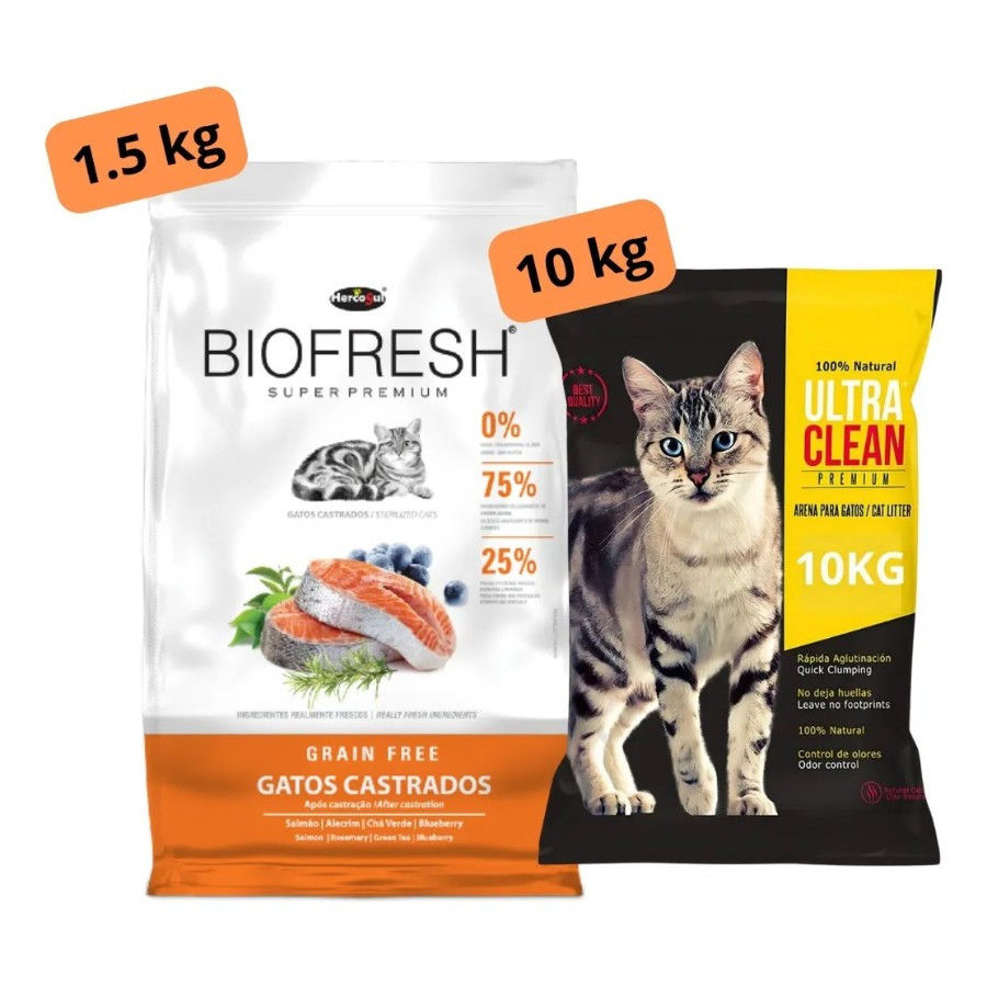 Biofresh Gato Castrado Salmon 1,5kg + Ultra Clean 10 Kg