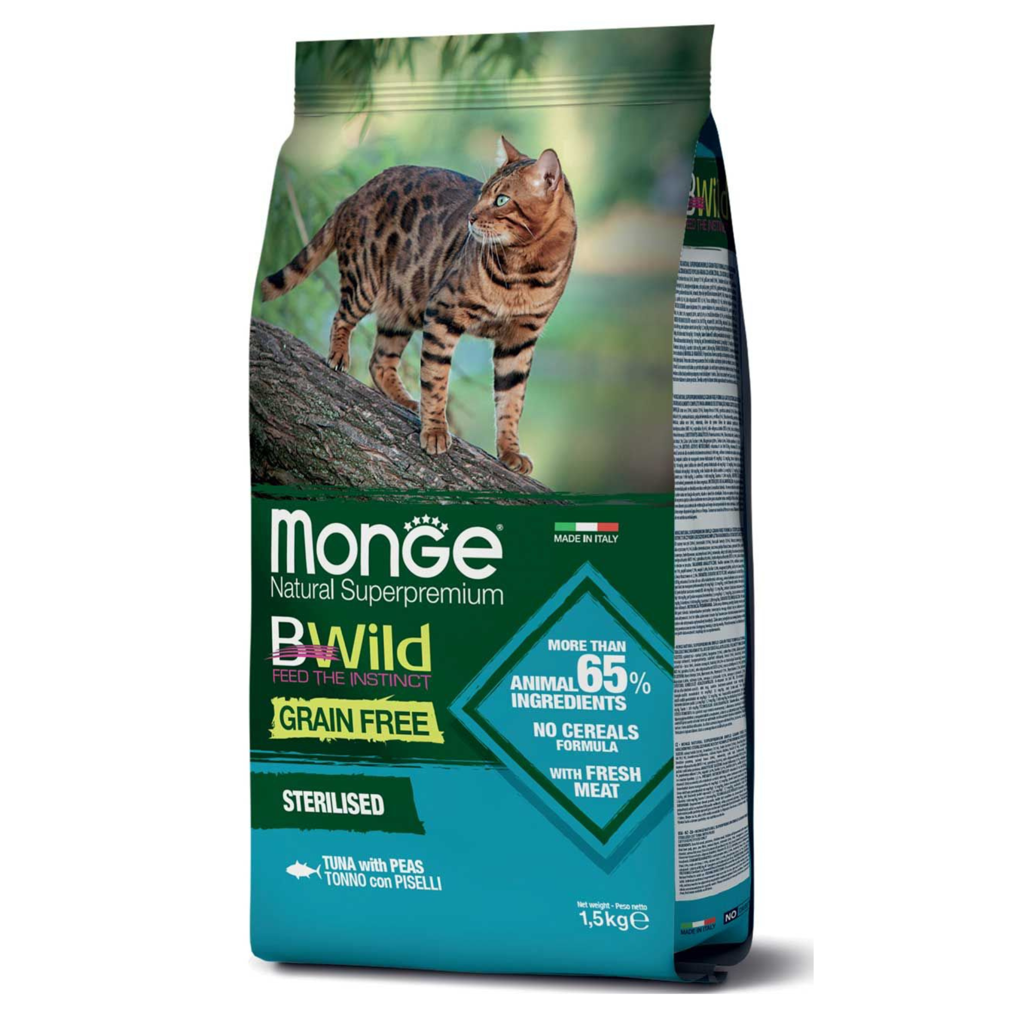 Monge Bwild Gato Castrado 1,5 Kg Sabor Atún & Arbejas