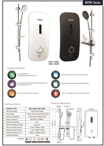 Rubine 1388 bow series instant heater sparkflowsg