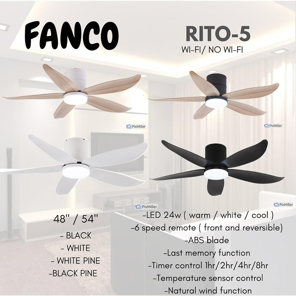 Fanco Rito 5 smart dc ceiling fan tri tone light singapore