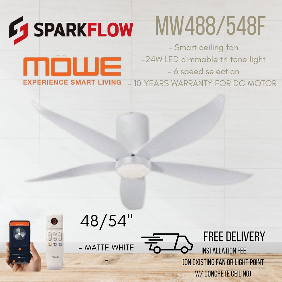 Thumbnail: MOWE Smart ceiling fan with light 48/54" MW488/548F 24W tritone dimmable light