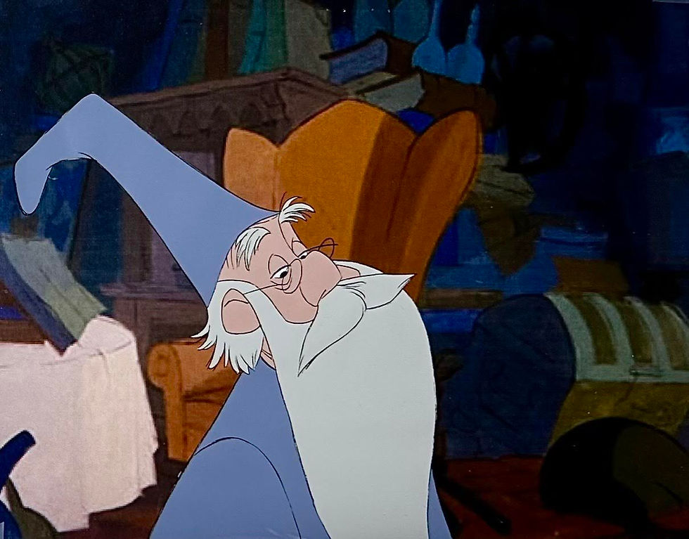 Original Production Animation Cel of Merlin from "The Sword In The Stone," 1963